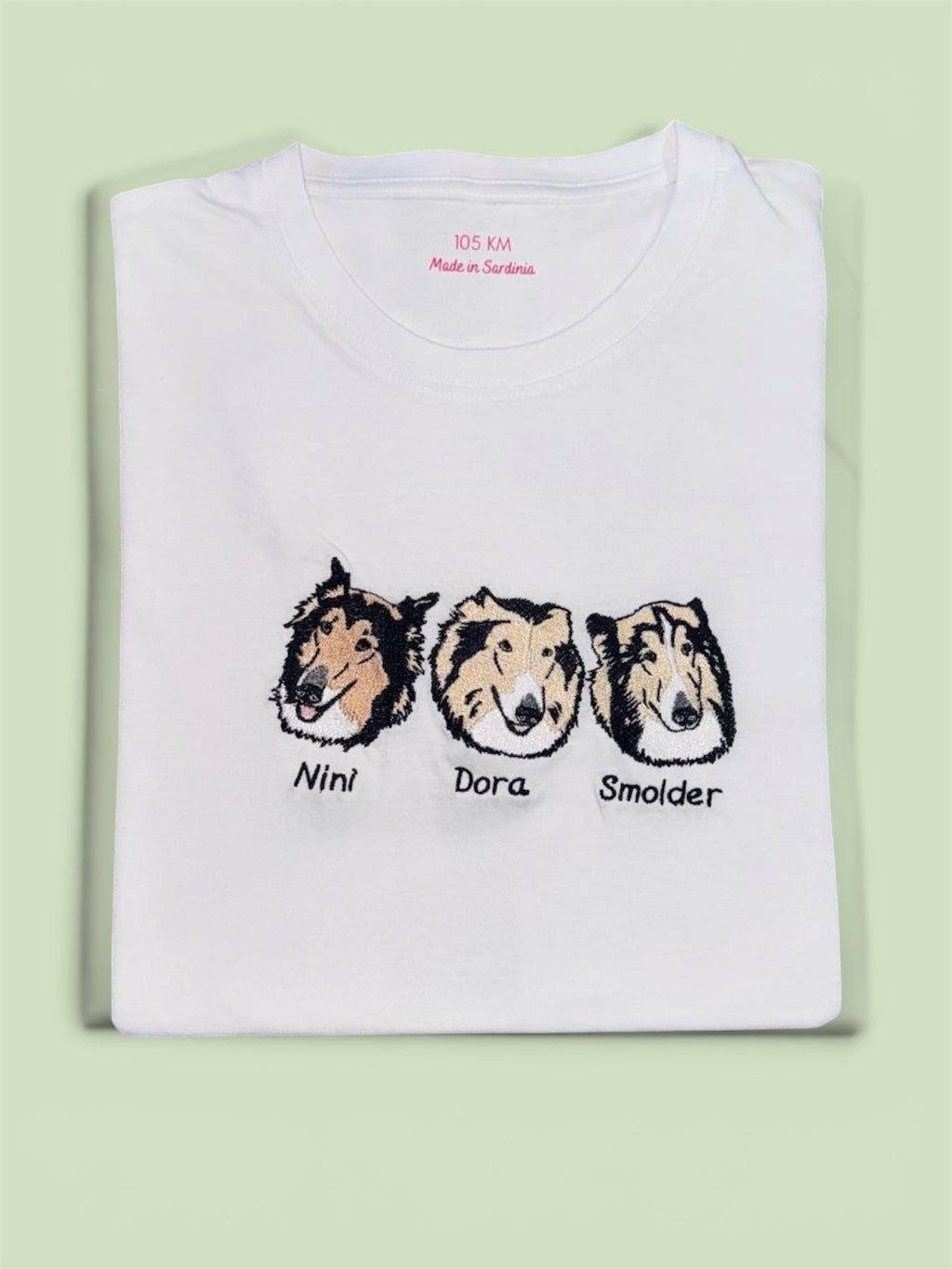 T-shirt con 3 animali con ricamo pieno