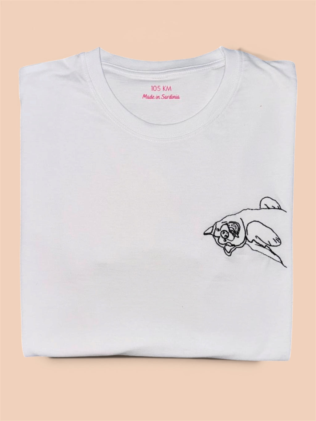 T-shirt con uno o due soggetti con ricamo solo contorno