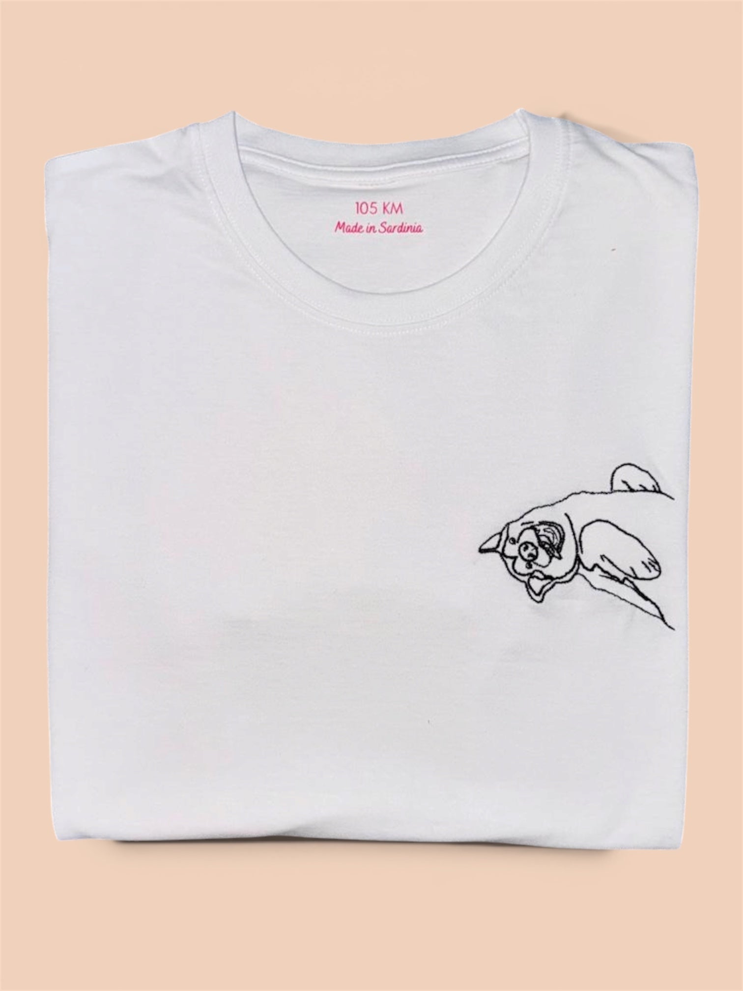 T-shirt con uno o due soggetti con ricamo solo contorno