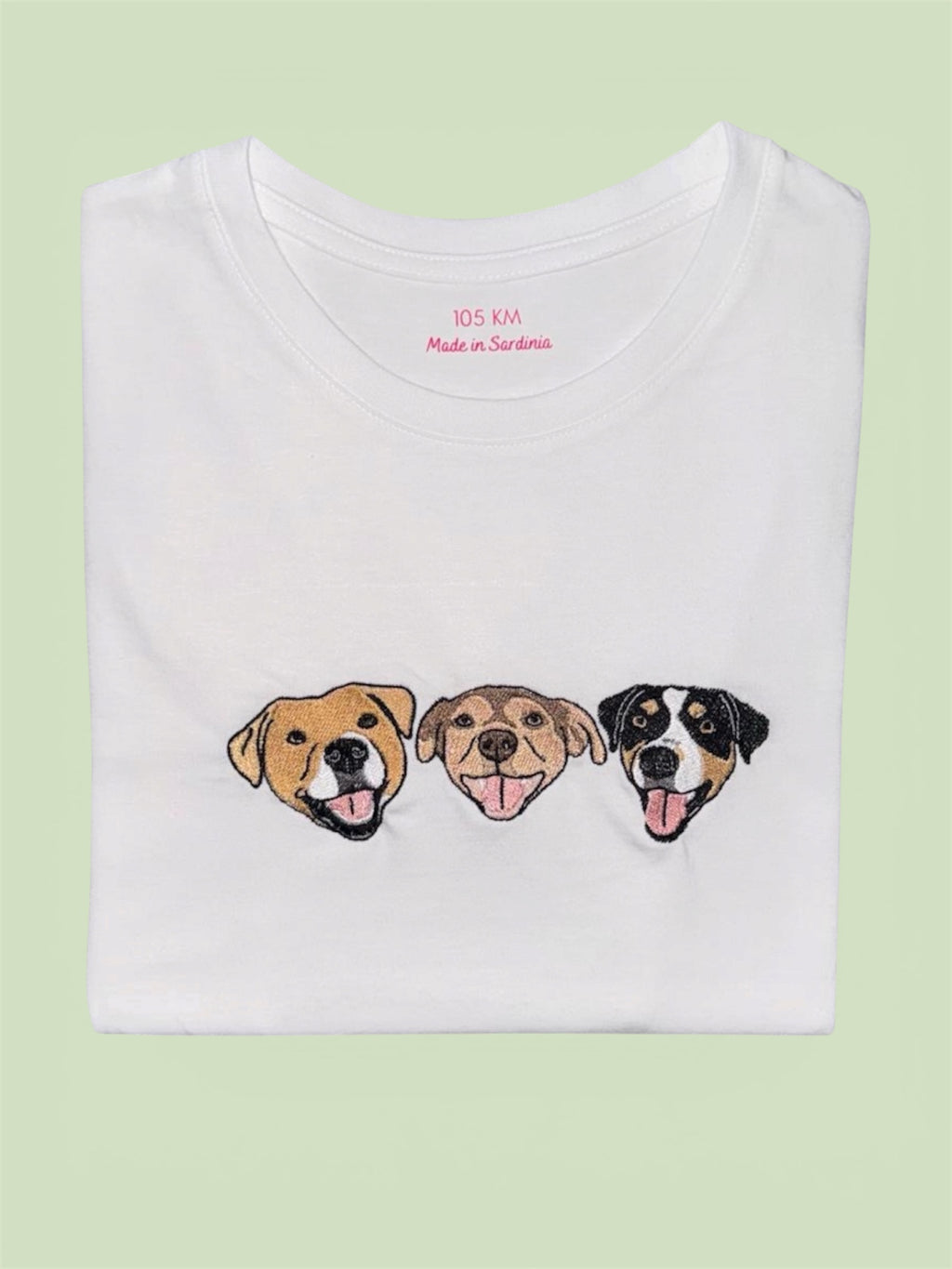 T-shirt con 3 animali con ricamo pieno