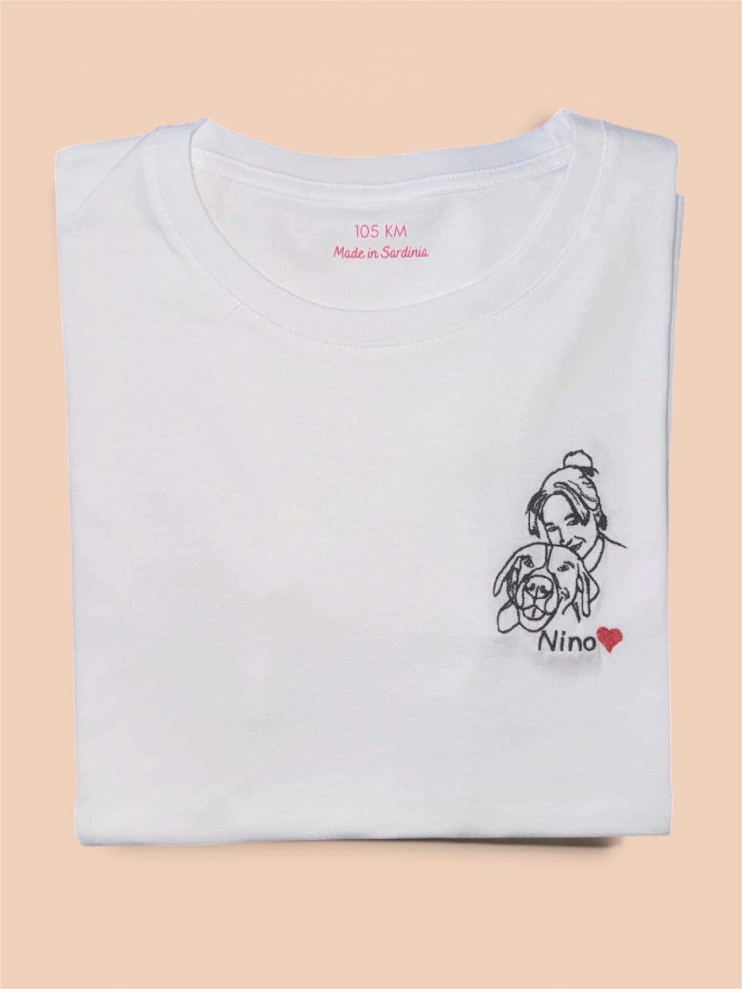 T-shirt con uno o due soggetti con ricamo solo contorno