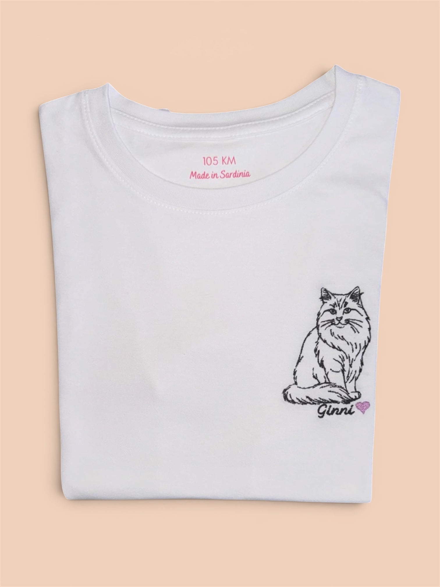 T-shirt con uno o due soggetti con ricamo solo contorno