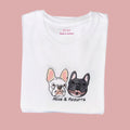 T-shirt con due animali con ricamo a colori