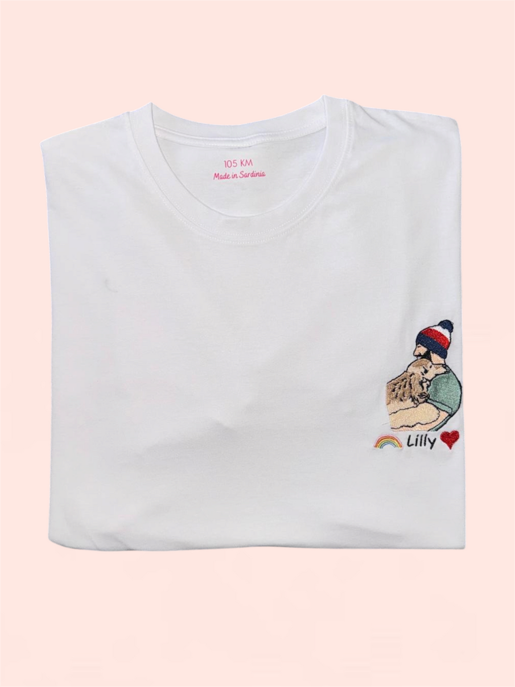 T-shirt persona e cane/gatto con ricamo pieno