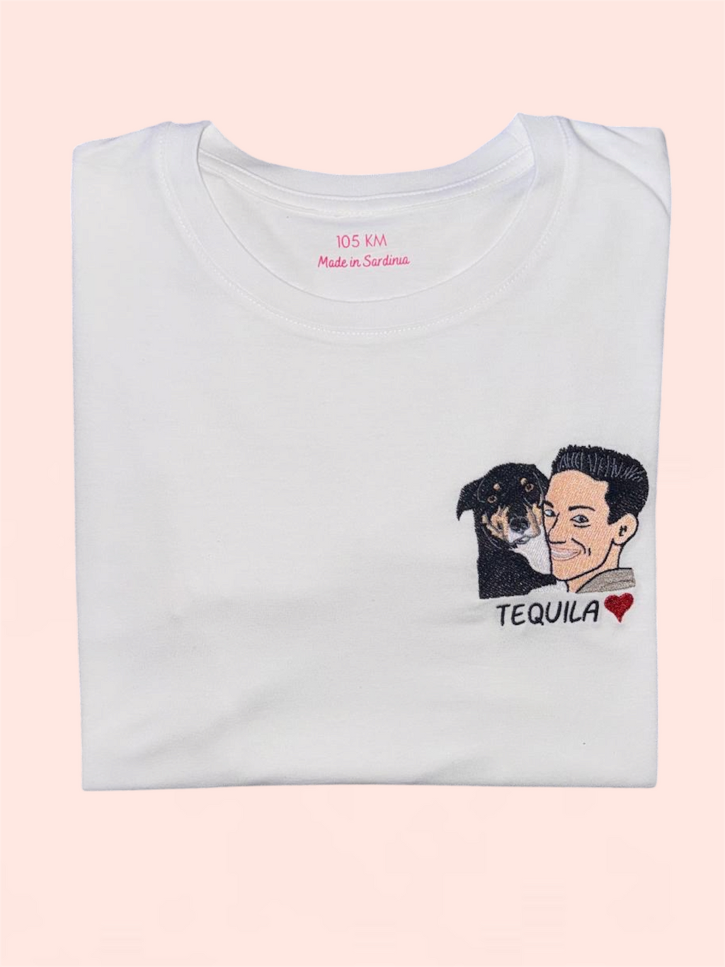 T-shirt persona e cane/gatto con ricamo pieno