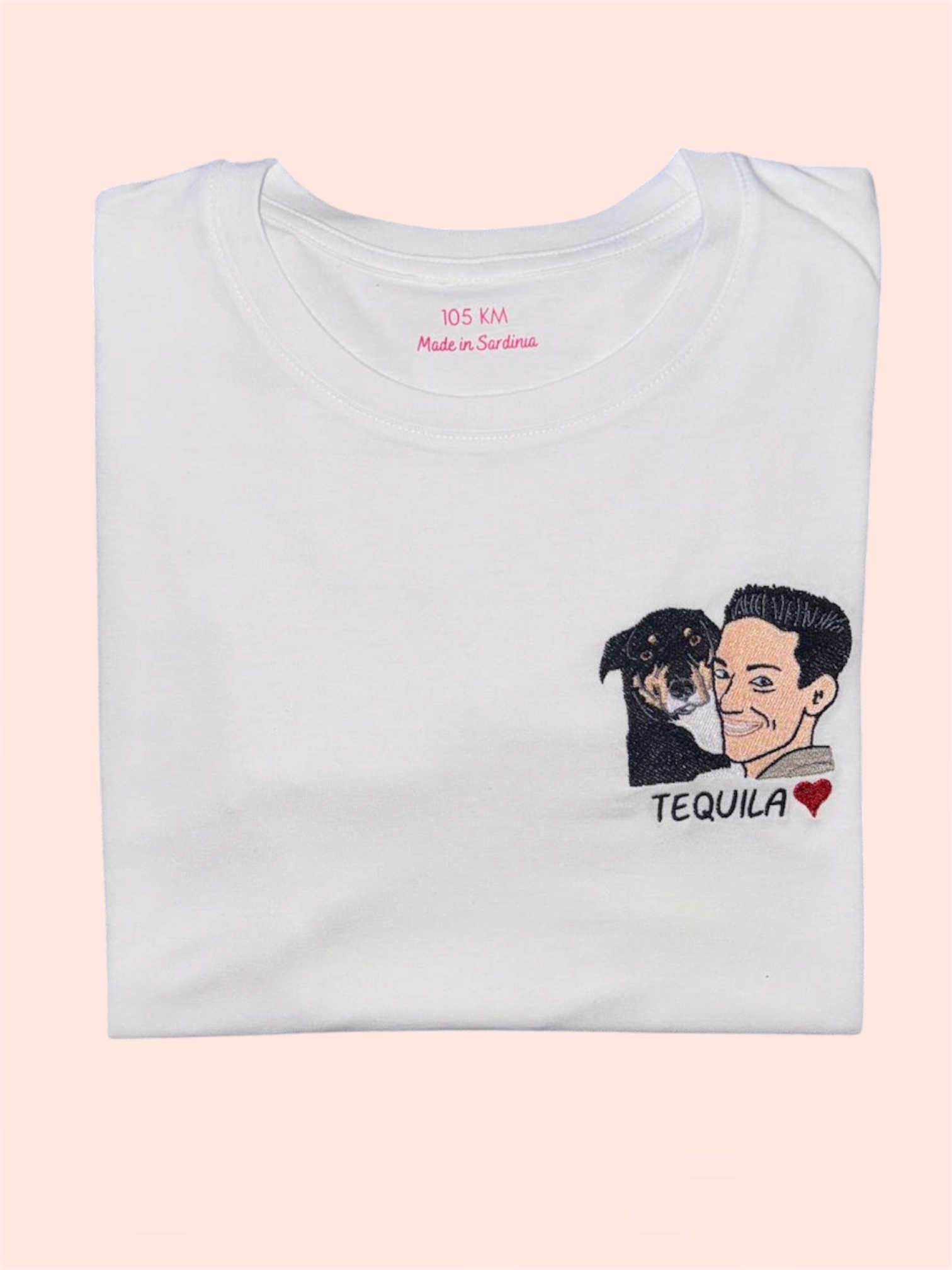 T-shirt persona e cane/gatto con ricamo pieno