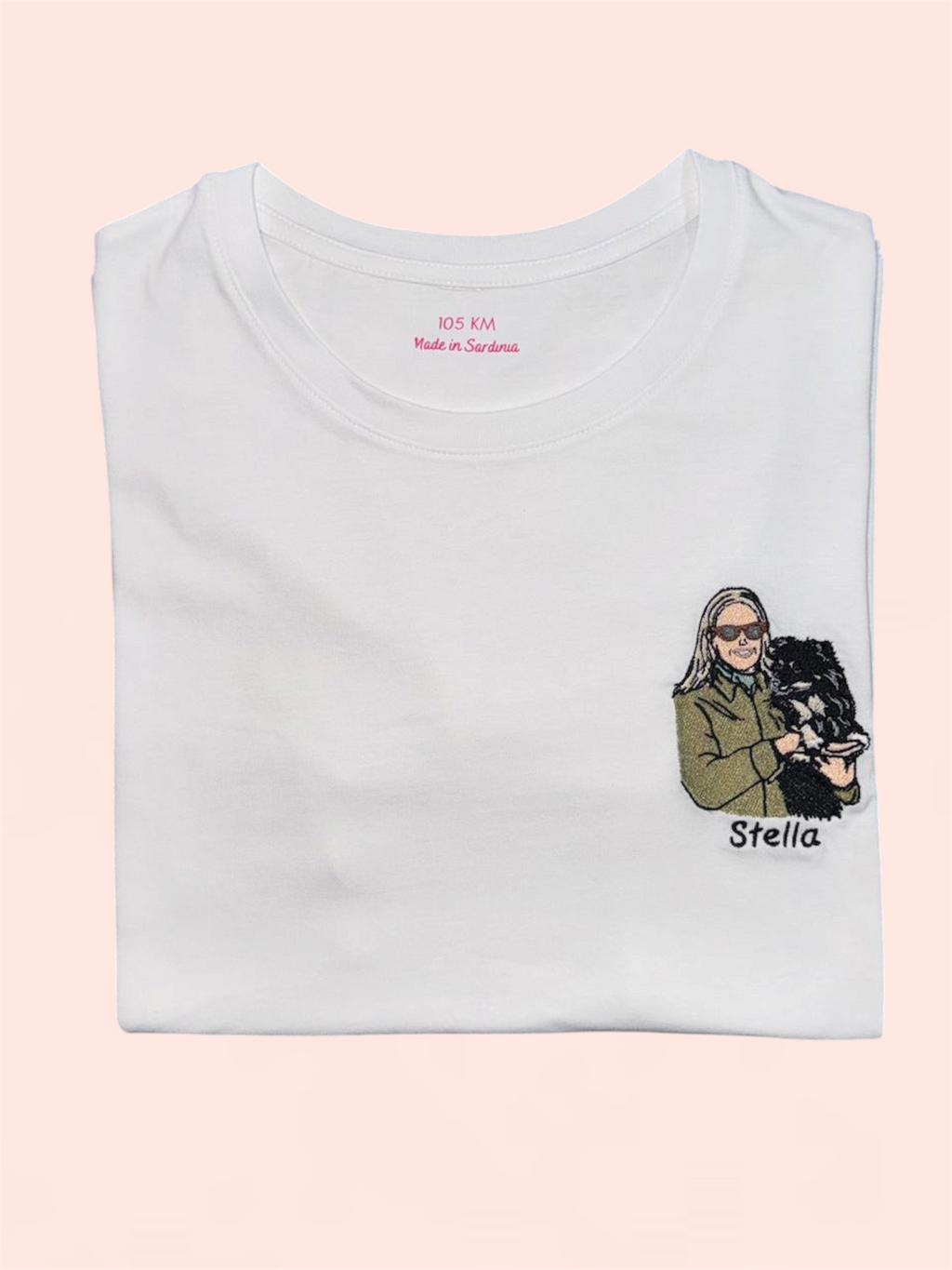T-shirt persona e cane/gatto con ricamo pieno