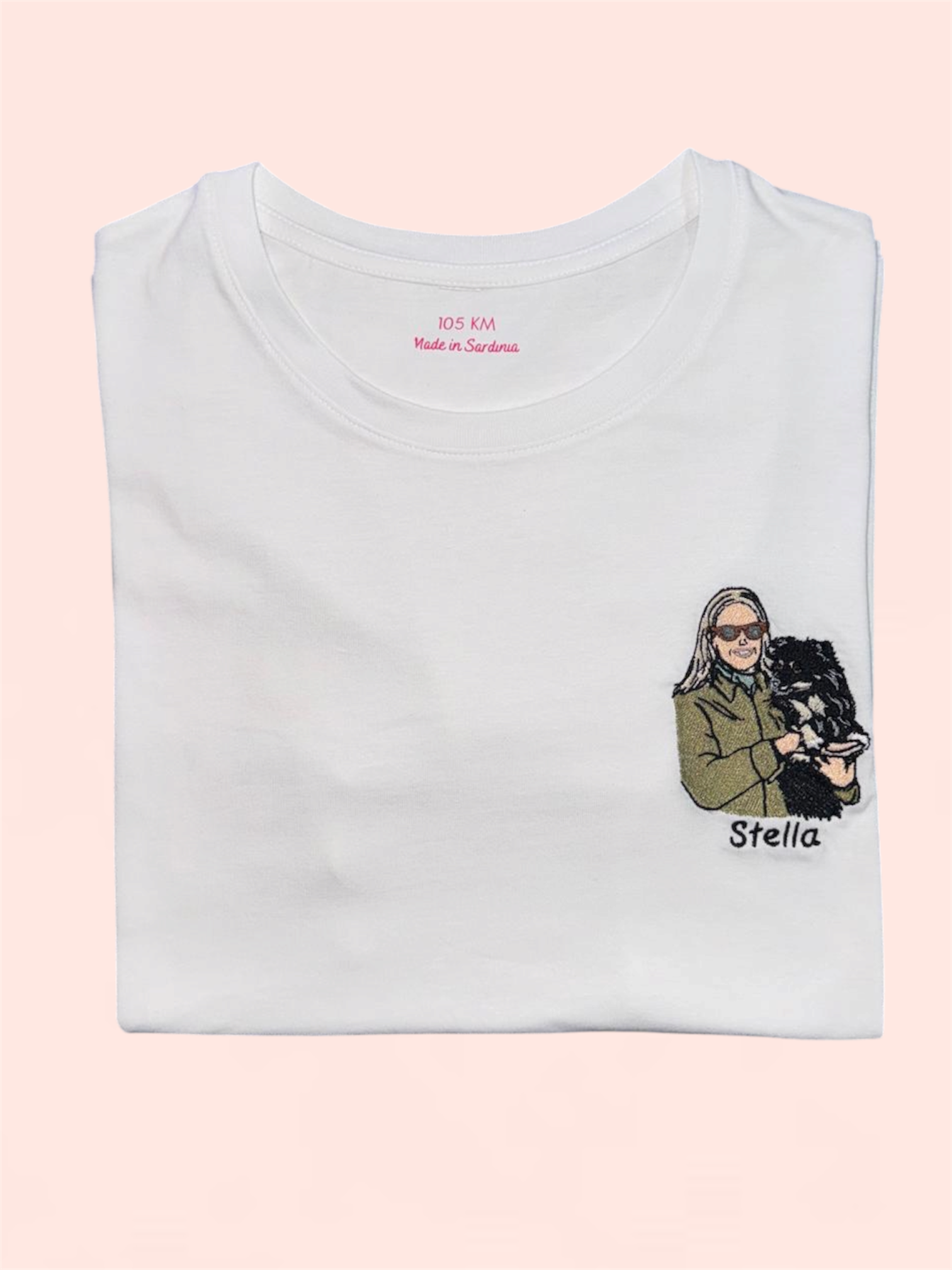 T-shirt persona e cane/gatto con ricamo pieno