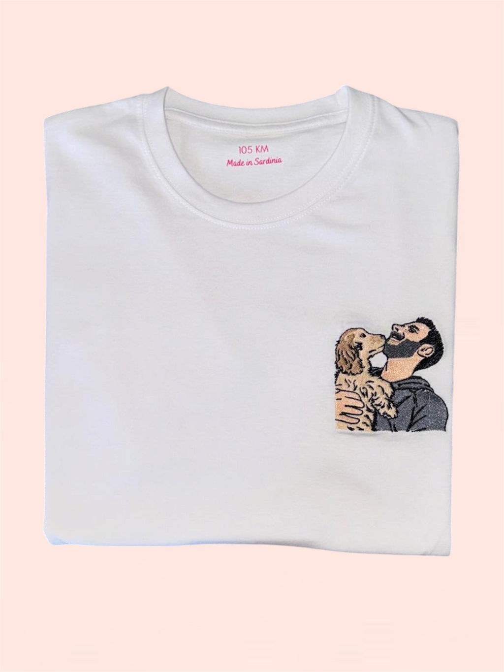 T-shirt persona e cane/gatto con ricamo pieno