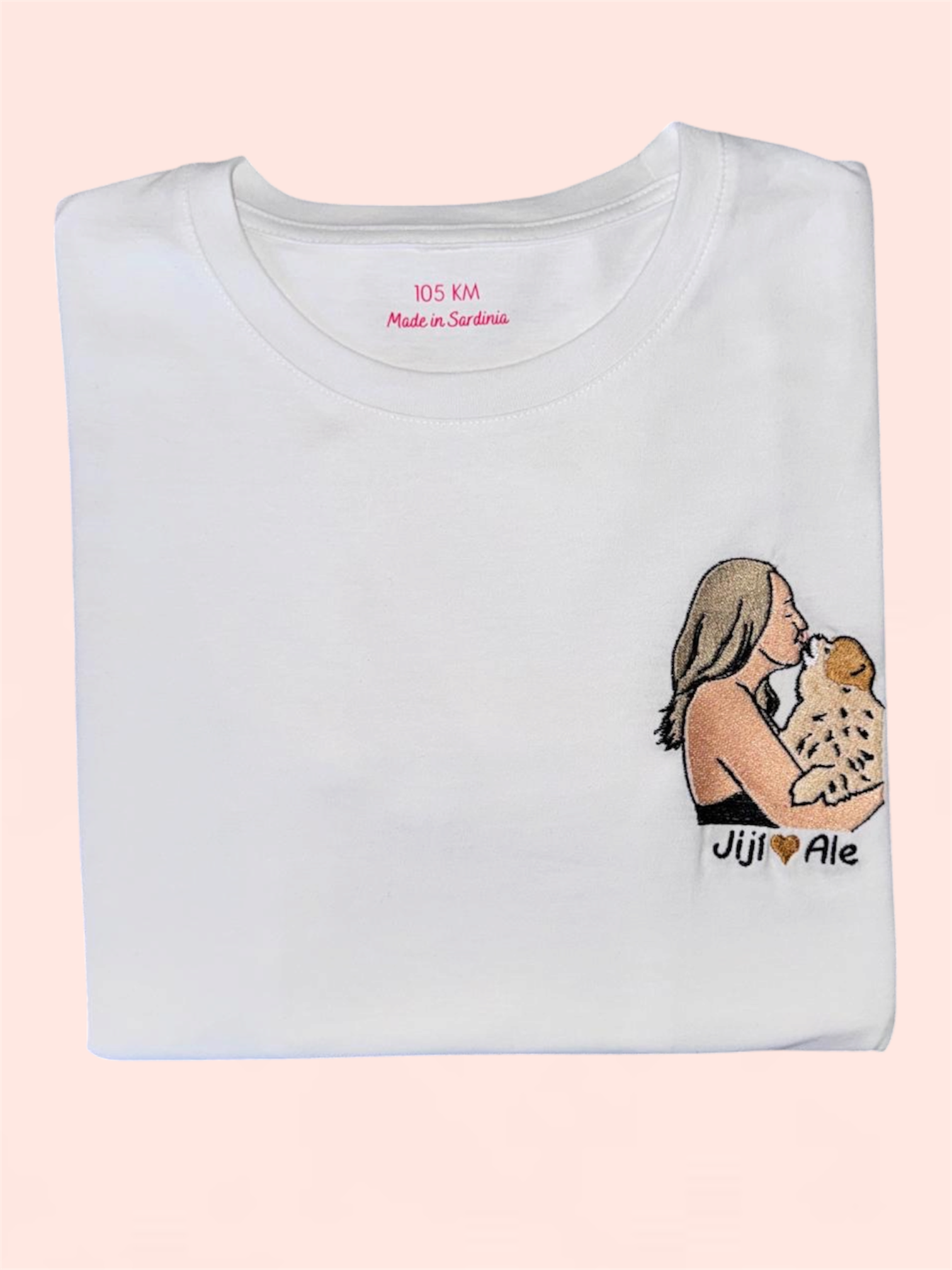 T-shirt persona e cane/gatto con ricamo pieno
