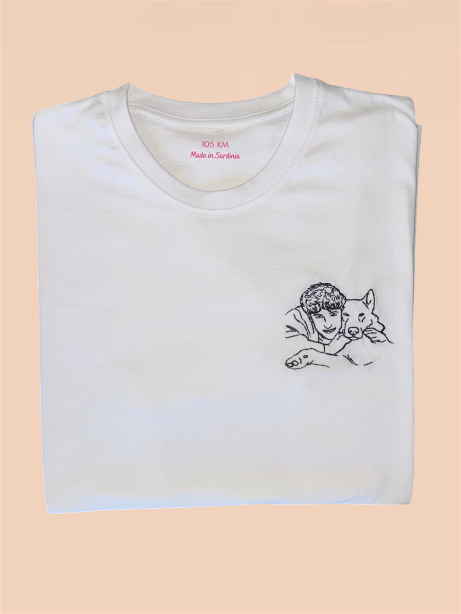 T-shirt con uno o due soggetti con ricamo solo contorno