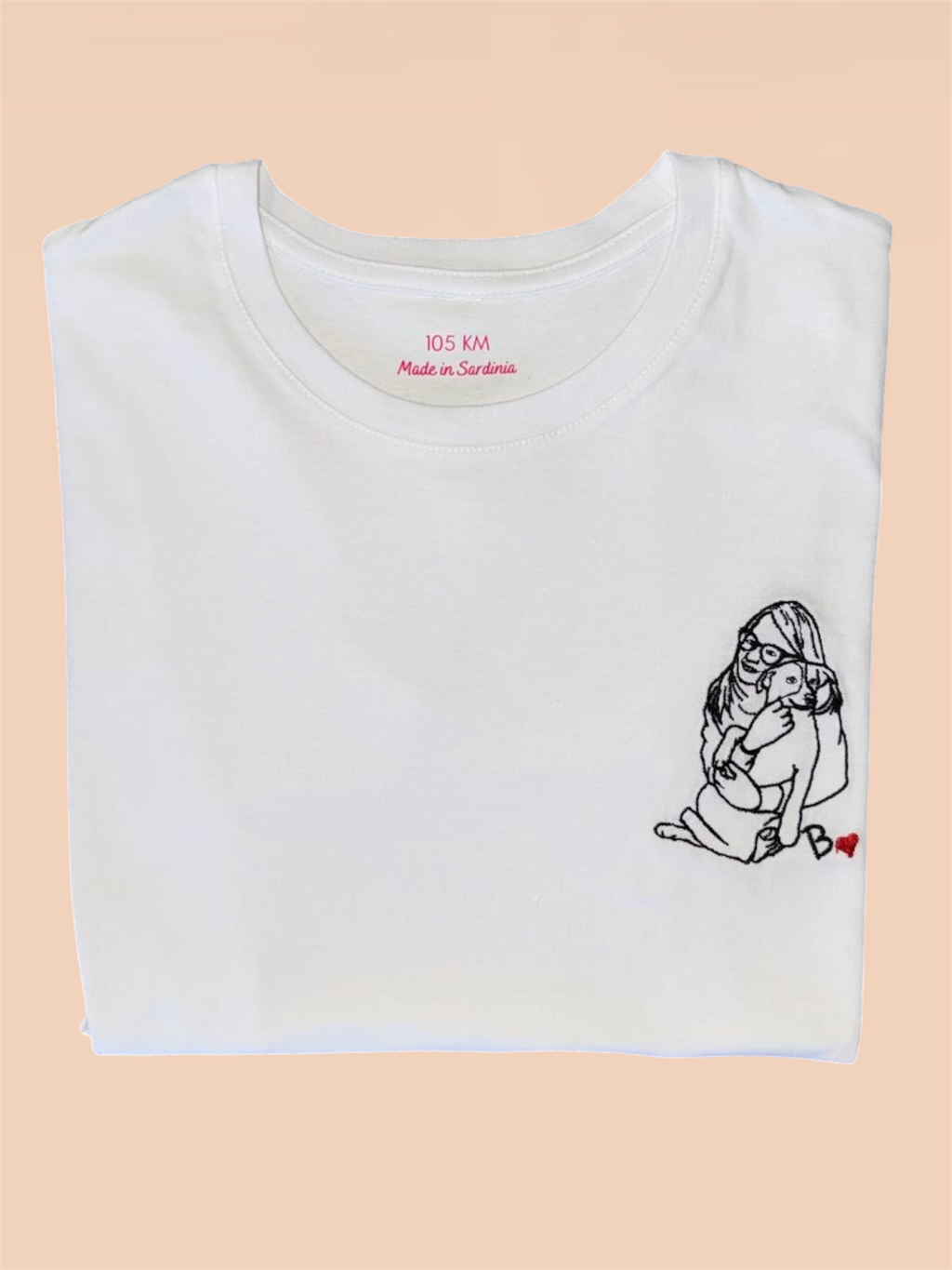 T-shirt con uno o due soggetti con ricamo solo contorno